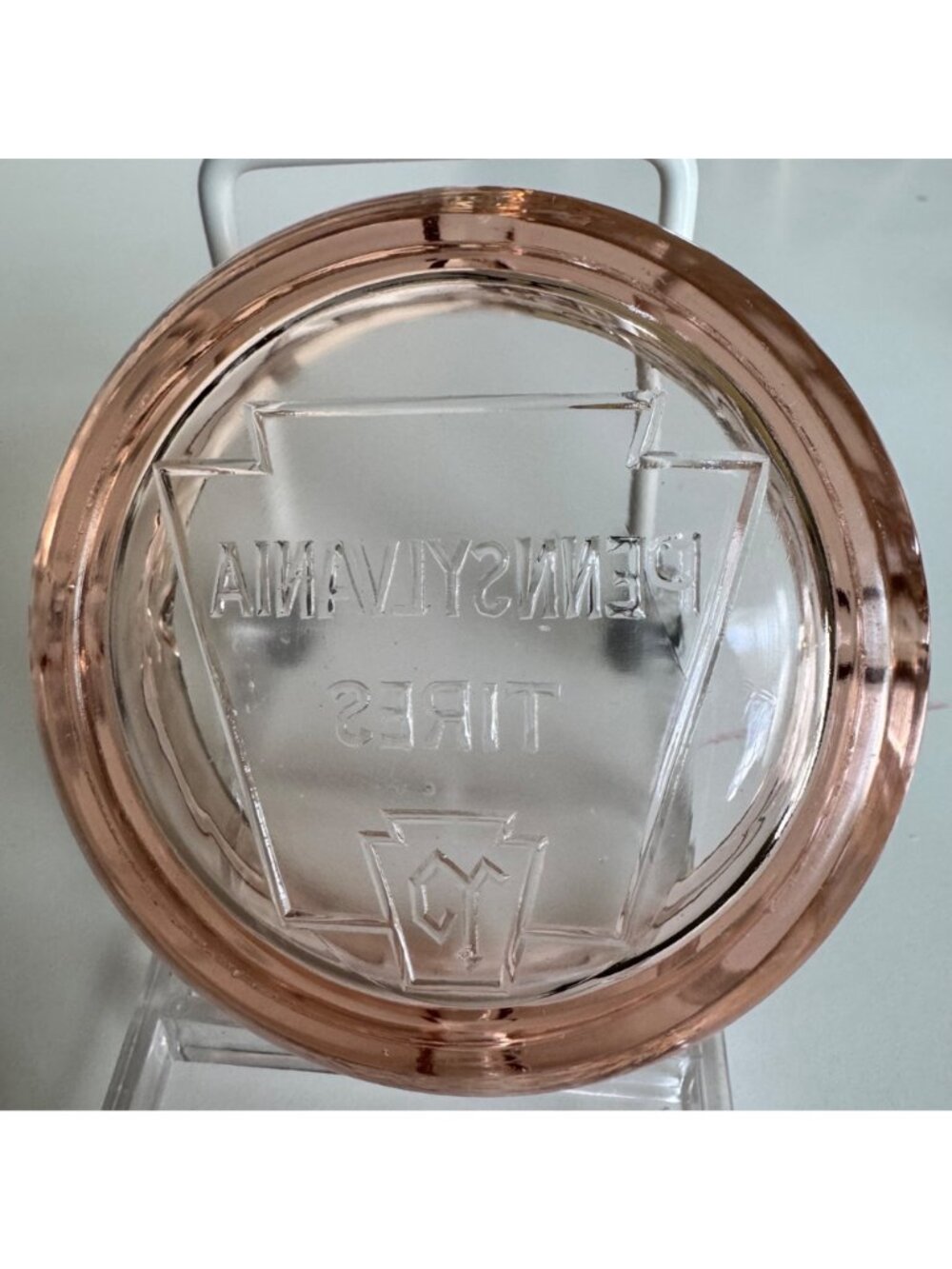 Pennsylvania Tires Depression Glass Ashtray Pink Trinkets Jewelry Vintage - Picture 4 of 10